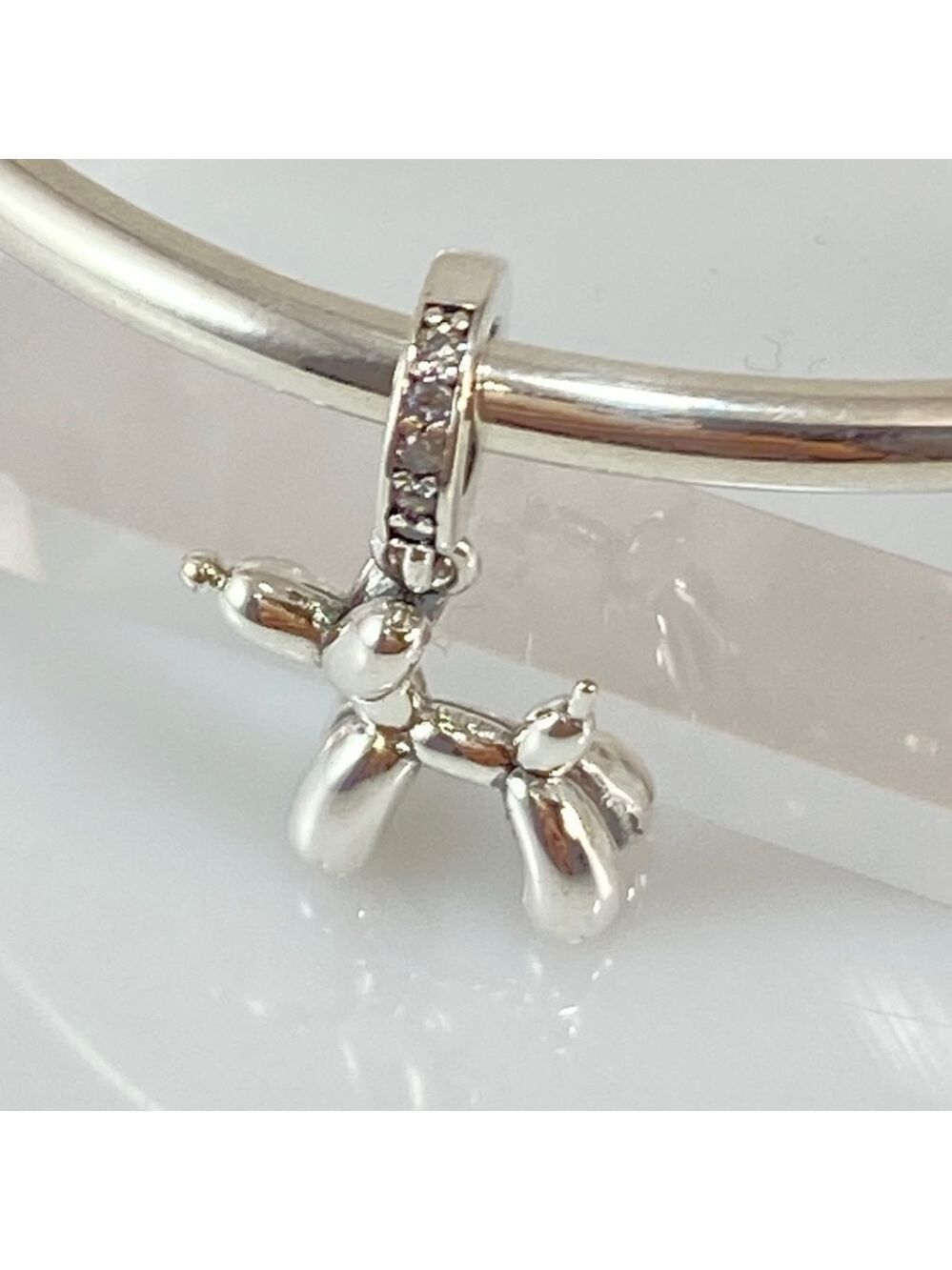 Sterling Silver Balloon Dog Dangle Charm - Picture 3 of 12